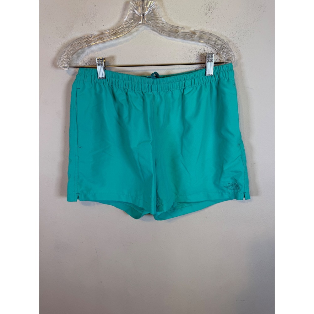 The North Face Womens Athletic Shorts Embroidered Logo Teal Medium